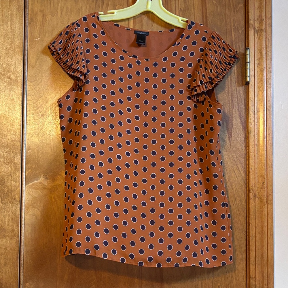Ann Taylor Factory Rust Polka Dot Blouse